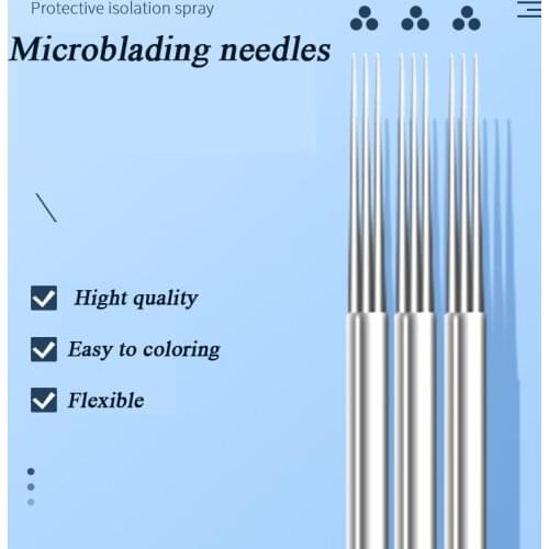 Tattoo Three Round Needles 10pcs Permanent Makeup Eyebrow Tattoo Needle Blade For Microblade 3D Embroidery Pen Microblading Tool