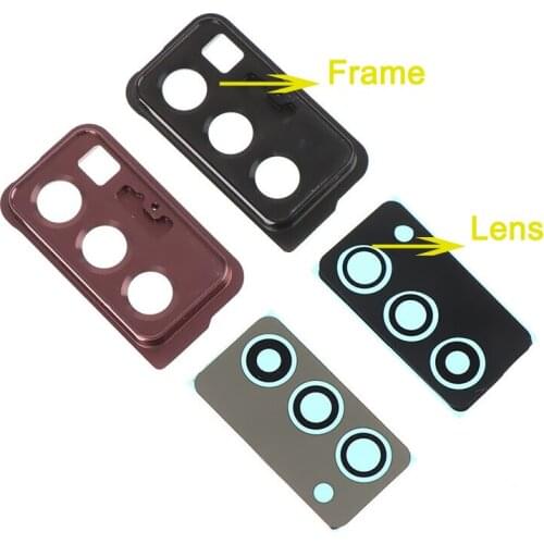 10Pcs Camera Lens With Frame For Samsung Galaxy Z Fold 2 Fold2 F916 Back Rear Camera Lens Cover Housing Case Glass Repair Part