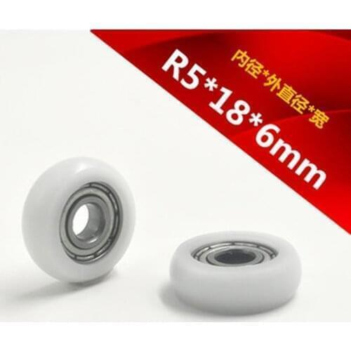 5*18*6 High-quality arc-coated rubber 695 bearing,nylon wheels made of POM material,display rails bearing. 10pcs/set