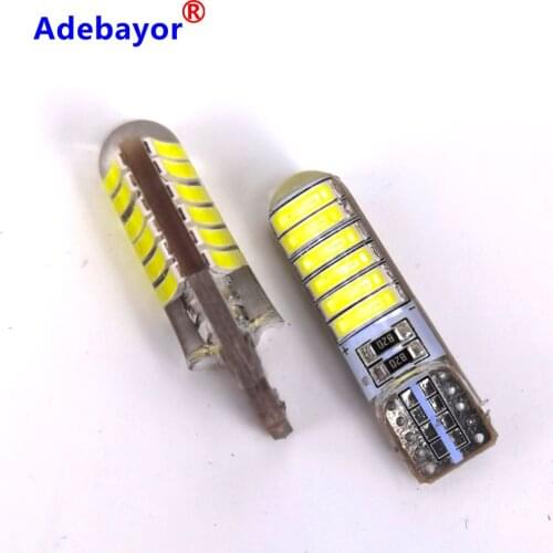 50pcs New T10 Silicone case LED 7020 12 SMD LED 7014 194 W5W Car Side Wedge Light Lamp Bulb Cold White 6500K Car styling 12V