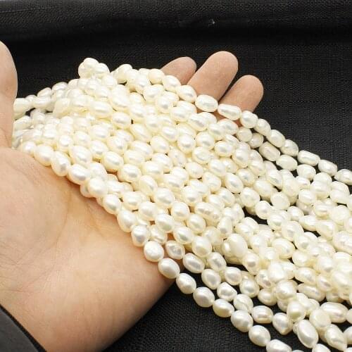 8-9mm Natural Freshwater Pearl Loose Beads Strand A-AA Grade Rice Shape Beads DIY for Necklace Bracelet Jewelry Accessories