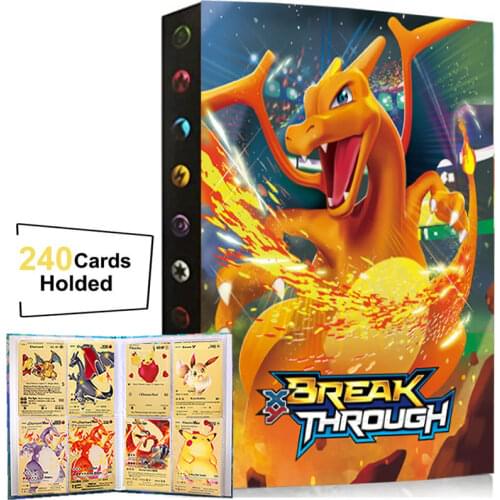 240Pcs Pokemon Card Binder Album Livre Pokémon Charizard Map Collectors Playing Game Holder Book Loaded Capacity Folder Kids Toy