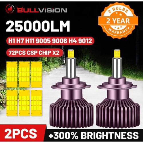 BULLVISION LED H7 Headlight 6000K H1 H7 H8 H11 25000LM 360 Degree CSP Chip HB3 9005 HB4 9006 9012 Hir2 Canbus LED Car Lamp Bulbs
