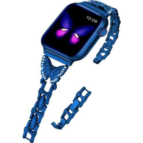 Rhinestone Stainless Steel Bracelet For Apple Watch 6 SE Band 44mm 40mm Metal Link Strap For Applewatch 5 4 iWatch 42mm 38mm