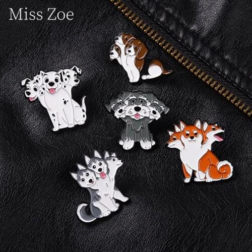 Enthusiastic And Alert Dog Enamel Pins Labrador Retriever, Husky, Bulldog, Sheepdog Brooches Metal Badge For Backpack Hat Bags