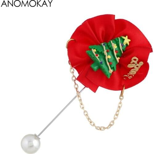 European American Enamel Bell Santa Tree Brooch Pin Christmas Gift Red Flower Green Tree Brooches for Women Child Drop shipping