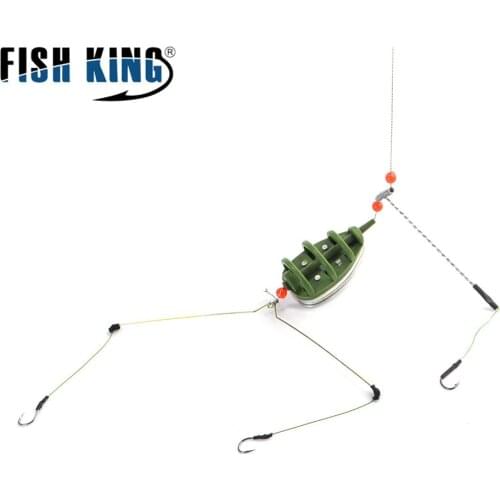 FISH KING 30-80g Feeder Holder Fishing Accessory With Lead Bait Cage Inline Hook Method Lure For Fishing Tackle