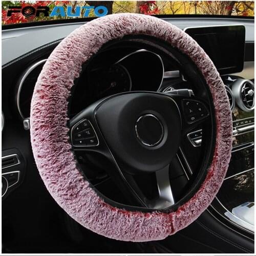 FORAUTO Soft Long Plush Car Steering Wheel Cover Car-styling Winter WarmSteering Covers Universal Auto Interior Accessories