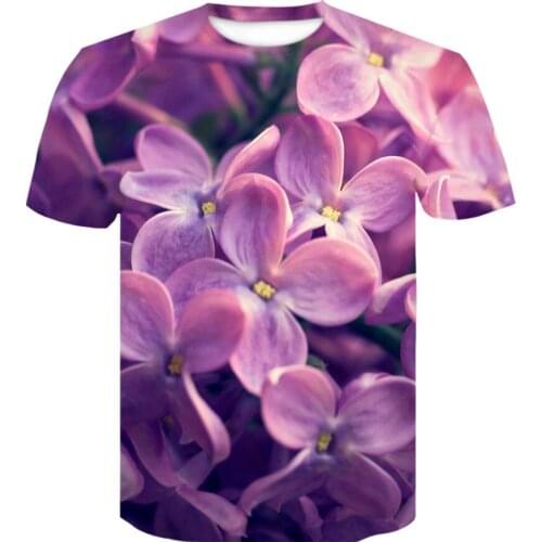 Purple lilac 3D Printed Flower shirt Men/women T-Shirt 2021 Summer Casual Clothes t shirt harajuku Retro T shirt Camisetas