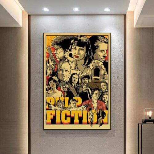 Fiction Classic Movie Quentin Tarantino Vintage Art Painting Funny Canvas Painting Poster Pictures for Bedroom Decoration