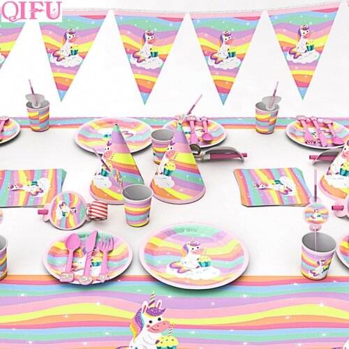 HUIRAN Pink Unicorn Party Tableware Unicorn Birthday Decorations Unicorn Decor Unicorn Party Decorations Baby Shower Girl Boy