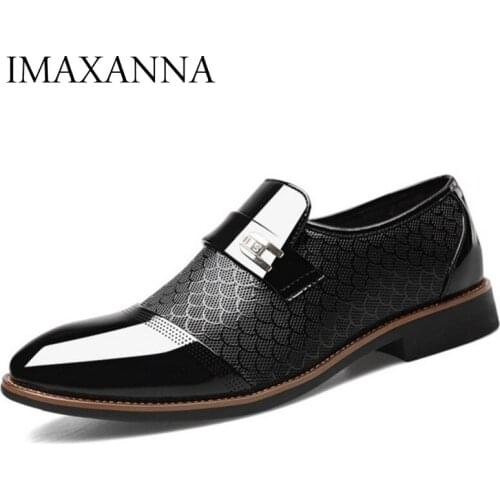IMAXANNA Men Shoes Leather Business Loafers Luxury Brand Italian Men Weding Dress Shoes Social Breathable Shoes Plus Size 38-48