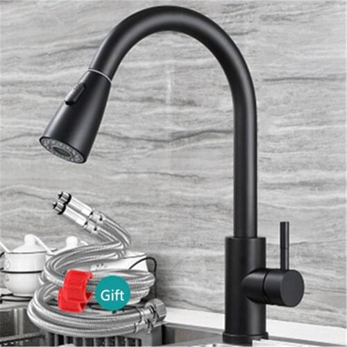 360° Rotation Kitchen Faucet Black Pull Out Hot and Cold Water Kitchen Tap Rotating Bathroom Sink Faucet Sprinkler Basin Faucet