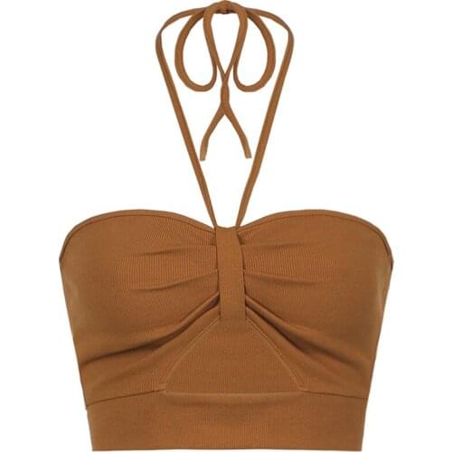 Summer new fashion womens halter neck hollow out fold slimming tank top