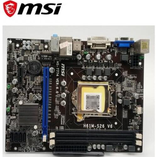 For MSI H61M-S26 V6 Desktop Computer Motherboard LGA 1155 DDR3 For Intel H61 H61M Desktop Mainboard SATA II Used