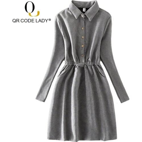 QR Fashion Spring Mini A Line Shirt Dress Women 2019 Elegant Vintage Solid Velvet Dresses Female Casual Slim Long Sleeve Dress