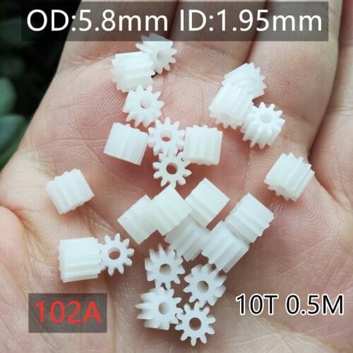 Free Shipping 10pcs 102A 0.5M 10T Pinion Gear Modulus 0.5 10 Tooth Teeth Plastic Gear Motor Spare Parts Toy Model Accessories