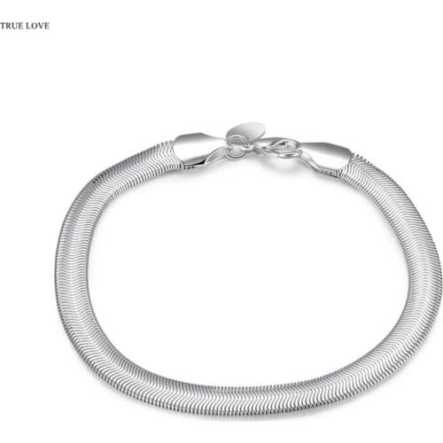 Top quality Silver color 6MM snake chain bracelet Mens Jewelry fashion street style cool birthday gift drop shipping H164
