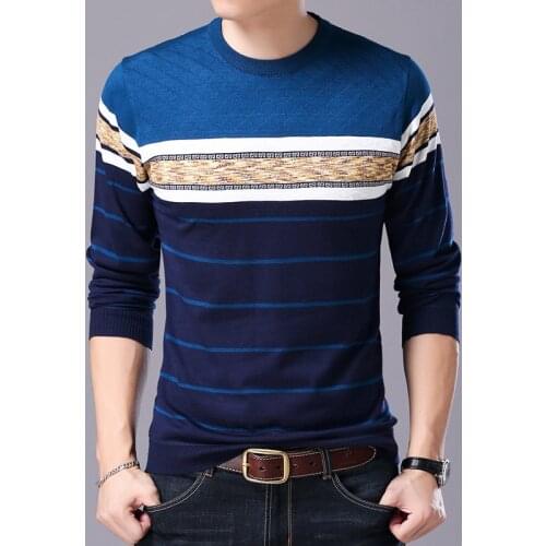 Men Sweater O-Neck Casual Striped Sweaters Autumn Winter Brand Mens Pullovers