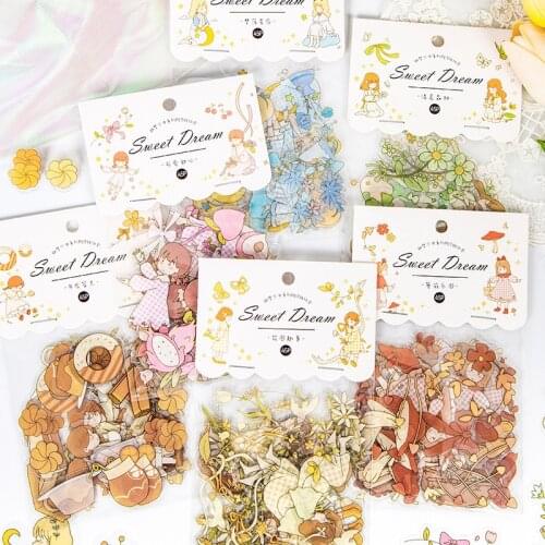 45pcs/set Sweet Dream flower Girl Series Decorative Stickers Scrapbooking diy Stick Label Diary Stationery Album Journal Sticker