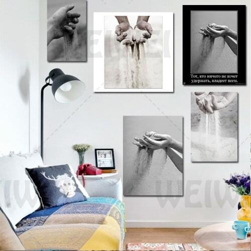 Canvas Painting Wall Art Poster Hand and Sand Home Decoration Living Room Bedroom Waterproof Ink Can Be Customized