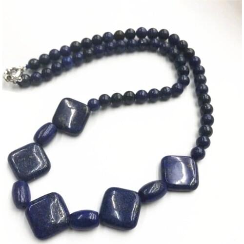 Natural Egyptian Lapis Lazuli stone round beads chain strand necklace for women hot sale gifts jewelry 18inch MY3342