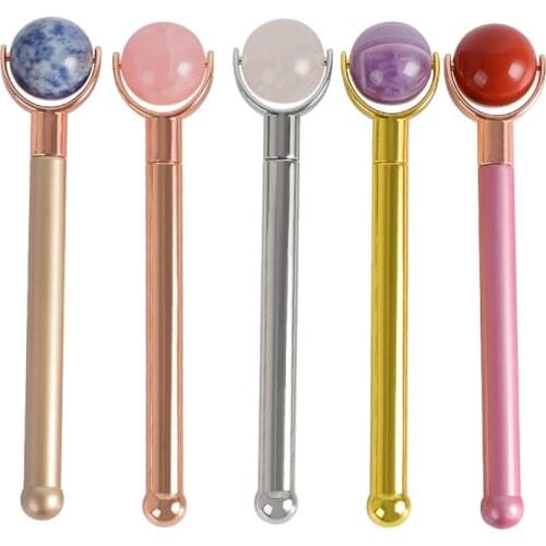 Natural jade crystal beauty massage lollipop massage roller ball massage facial jade push facial eye skin care tools
