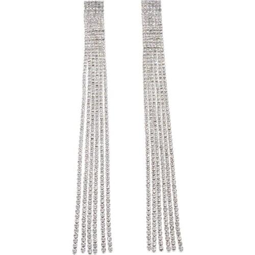 New Fashion Luxury Shiny Rhinestone Ctystal Long Tassel Drop Earring Korean Baroque Retro Style Women Pendientes Jewelry