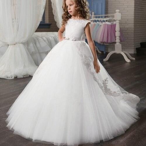 2021 Teenager White Bridesmaids Dress for Girls Costume Party Evening Princess Wedding Dresses Childrens Girl Clothing 10 14 Y