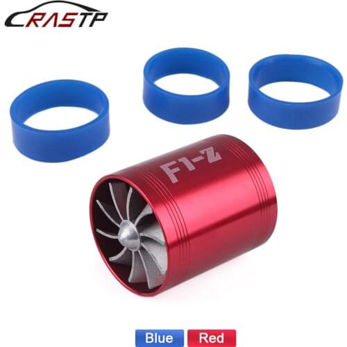 RASTP-Aluminum Double Turbine Turbo Charger Air Intake Gas Fuel Saver Fan Car Supercharger RS-TUR007
