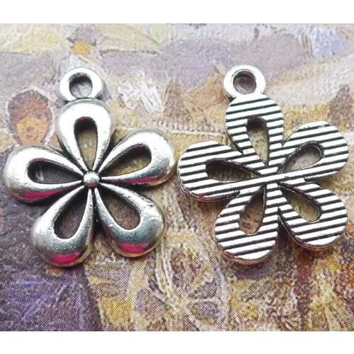 Newest 20Pcs 15*18mm Antique Silver Color Alloy Pretty Flower Charms Fashion Necklace Earrings Pendant For DIY Jewelry Making
