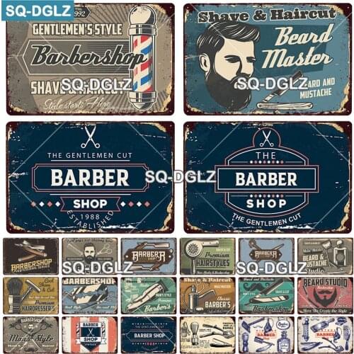 [SQ-DGLZ] Gentleman Barber Shop Metal Sign Vintage Bar Decorative Metal Plaque Plate Wall Decor Tin Signs Beard Master Poster