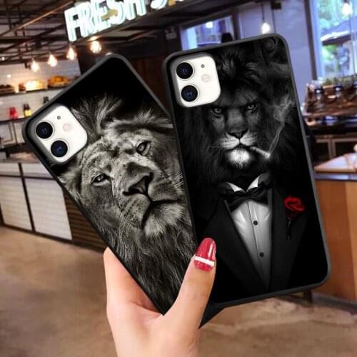 Cool Animal Lion Cat black Soft Silicone Phone Case for iPhone 12 Mini XR X XS 12pro 11Pro Max 8 7 6 6S Plus SE2020 Cover
