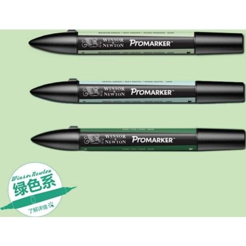 Winsor & Newton ProMarker Twin Tip Graphic Marker Pen Green Colors Tone Professional Design Pens