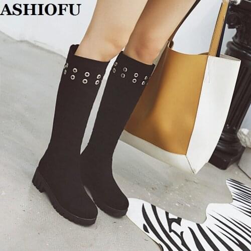 ASHIOFU Handmade New Womens Boots Fisheyes Thick Soles Party Prom Sexy Boots Winter Real Photos Evening Fashion Boots Shoes