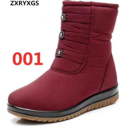 ZXRYXGS New Winter Snow Boots Women Boots Winter Thick Plush Cotton Boots Waterproof Non-slip Mother Shoes Winter Warm Boots