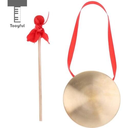 Tooyful 1 Set Copper Cymbal Chinese Gong with Mallet Traditional Instrument Toys