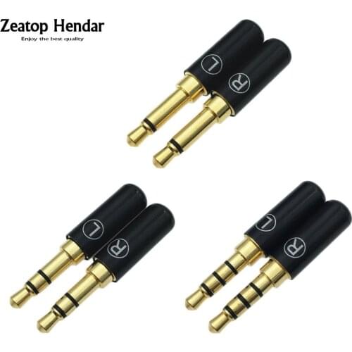 1Pair Mini 3.5mm 2 / 3 / 4 Pole Audio Plug L + R 3.5 Mono / Stereo Male Adapter with Clip Jack for DIY Headphone Connector