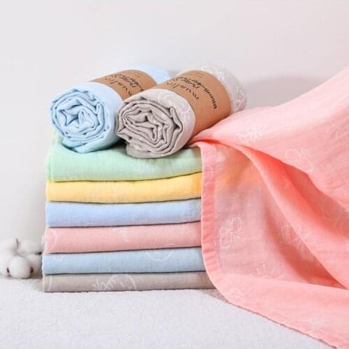 2Pcs/Set Solid Color Reusable Baby Muslin Blanket Infant Swaddle Wrap Bath Towel P31B