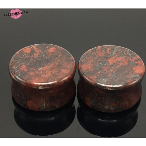 ELEIHENWTA 6mm-16mm 2 pcs Solid Stone Tunnel Ear Plug Flesh Piercing Fashion Body Jewelry Ear Expander Reamer Stretching