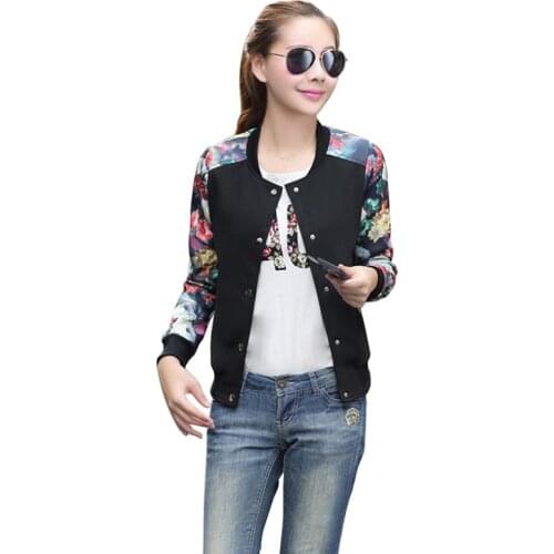 2021 Women Jacket Brand Tops Flower Print Girl Plus Size Casual baseball Sweatshirt Button Thin Bomber Long Sleeves Coat Jackets