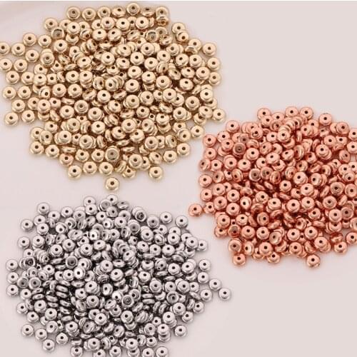 250pcs 6x2mm Disc Spacer Beads For Jewelry Making Gold Rhodium Plated CCB Flat Round Loose Beads DIY Bracelet Necklace Findings