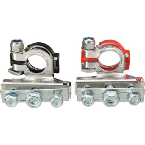 2x Positive & Negative Battery Terminals Connectors Clamps Car Van Motorhome