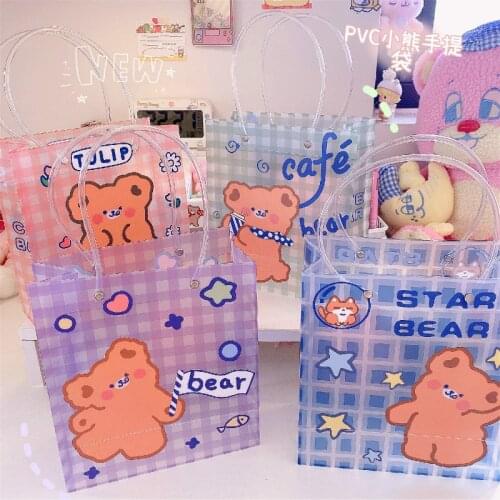 3Pcs New Cartoon Christmas Gift Bags Plastic Bag with Handle Christmas Gift Package Party Candy Bags Xmas Decor Storage