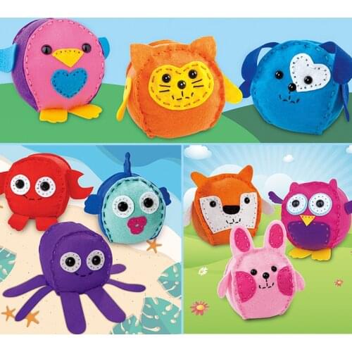 3Pcs/Set Creative DIY Handmade Sewing Non-woven Toys Kindergarten Handmade Animal Dolls Early Eductional Toys Children Gifts