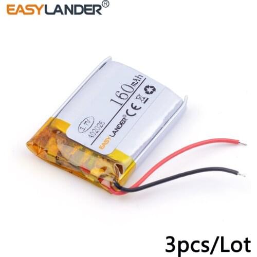 3pcs/Lot 3.7v lithium Li ion polymer rechargeable battery 402026 160mAh polymer battery 3.7V, dedicated Bluetooth headset