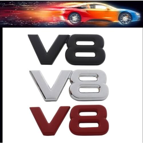 3D Premium V8 Engine Displacement for car Side Wing Hood Fender trunk Rear Bonnet Nameplate Decal Emblem Badge Sticker