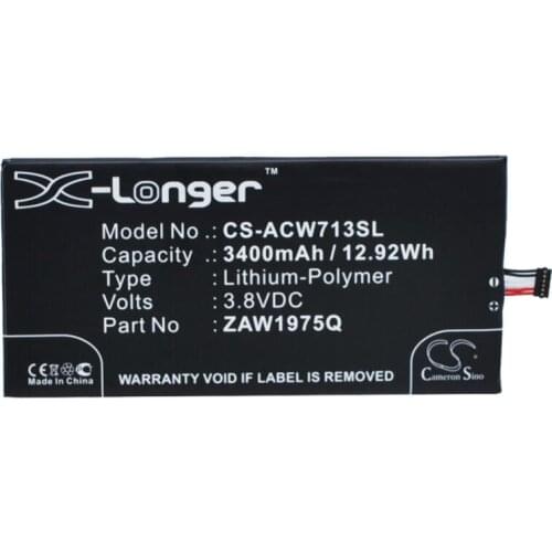 Cameron Sino 3400mAh battery for ACER A1-713 A1-713HD Iconia Tab 7 Aprilia ZAW1975Q ZAW1975Q 1/ICP3/61/127