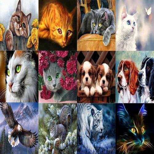 Diamond Painting 5D DIY Diamond Mosaic Cat Tiger Picture Full Round Drill Embroidery Home Decoration Animal Painting Handicrafts