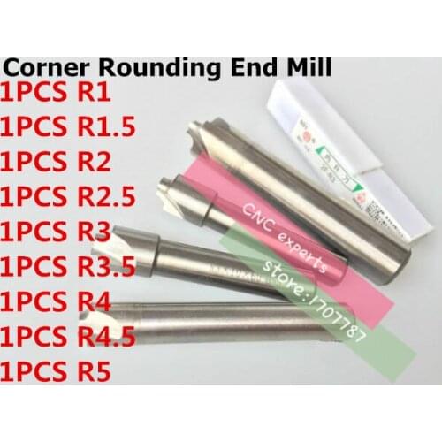 Free Shipping - 9pcs New 2F Corner Rounding End Mill R1.0-R1.5-R2.0-R2.5-R3.0-R3.5-R4.0-R4.5-R5.0 Endmill Tool Milling Cutter